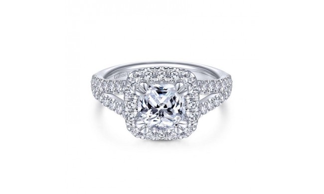 Gabriel & Co. 14k White Gold Contemporary Halo Engagement Ring