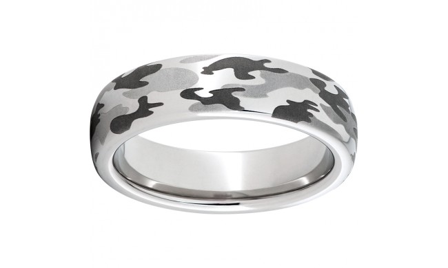 Serinium Domed Band with a Camo Laser Engraving