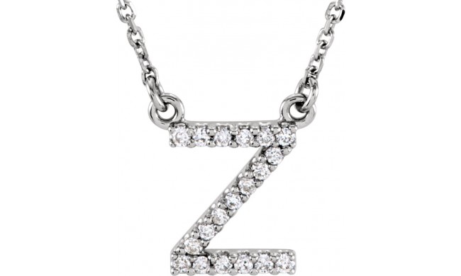 14K White Initial Z .08 CTW Diamond 16 Necklace