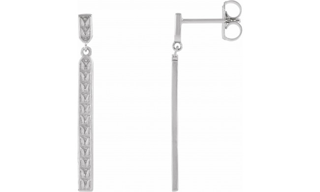 Platinum 29x2.4 mm Sculptural Bar Earrings