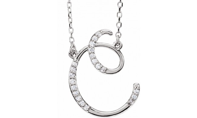 14K White 1/10 CTW Diamond Initial C 16 Necklace