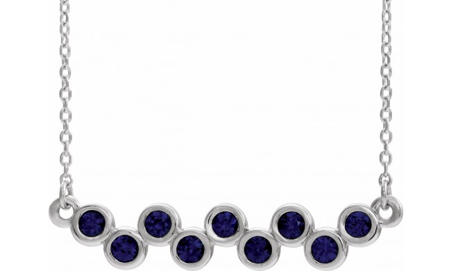 14K White Blue Sapphire Bezel-Set Bar 16-18 Necklace
