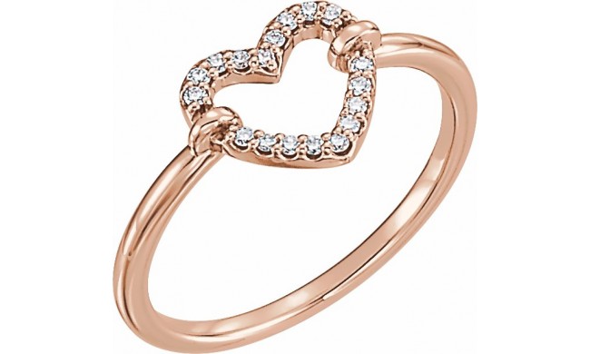 14K Rose .07 CTW Diamond Heart Ring