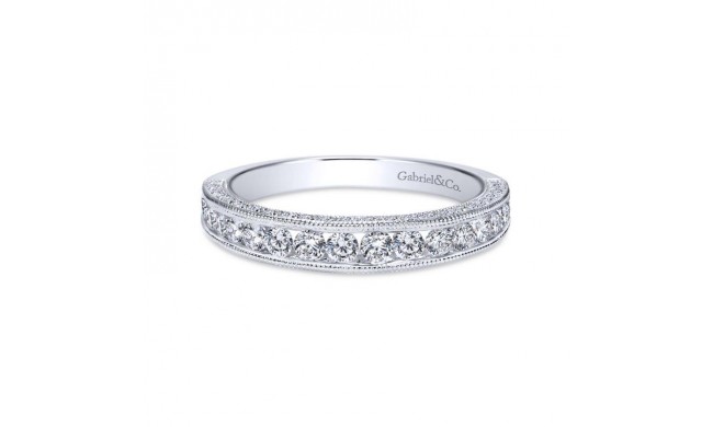 Gabriel & Co. 14k White Gold Victorian Diamond Wedding Band