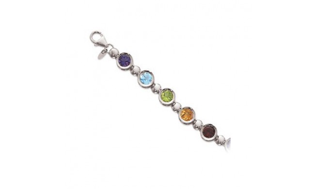 Carla Multi Colored Stone White Sterling Silver  Bracelet