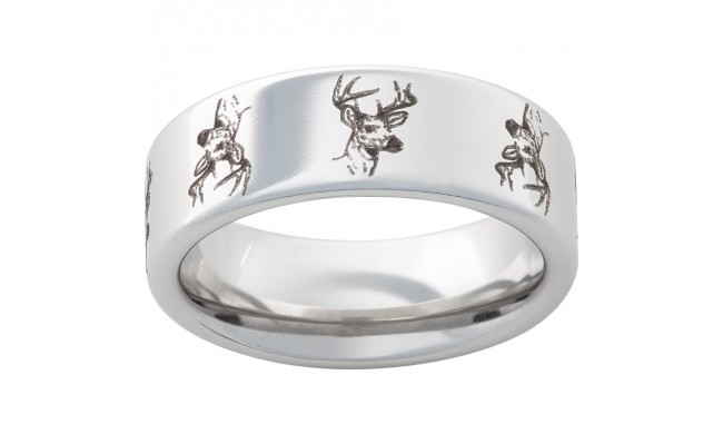 Serinium Pipe Cut Band with Deer Head Laser Engraving