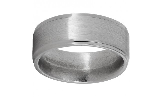 Titanium Flat Band with Grooved Edges and Satin Finish