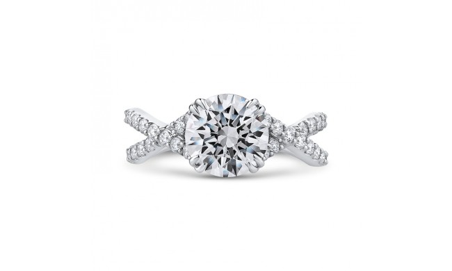 Shah Luxury 14K White Gold Round Diamond Engagement Ring with Split Shank (Semi-Mount)