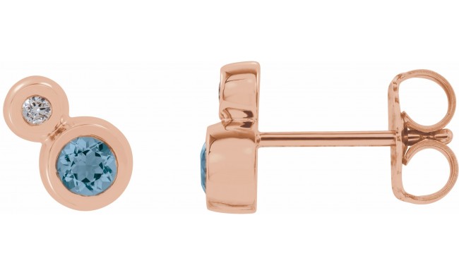 14K Rose Aquamarine & .03 CTW Diamond Earrings