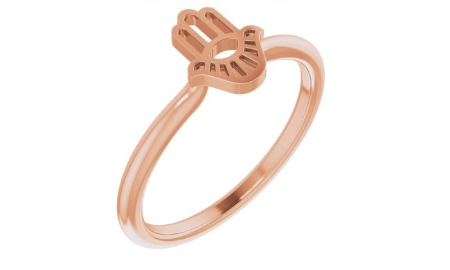 14K Rose Hamsa Stackable Ring