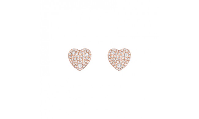 Henri Daussi 14k Rose Gold Diamond Stud Earrings