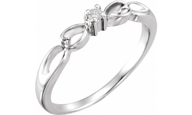 14K White .03 CT Diamond Heart Ring