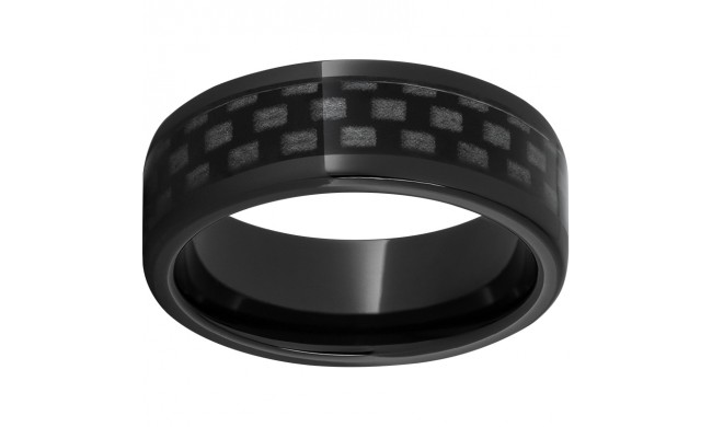 Black Diamond Ceramic Pipe Cut Band with 5mm Black Carbon Fiber Inlay