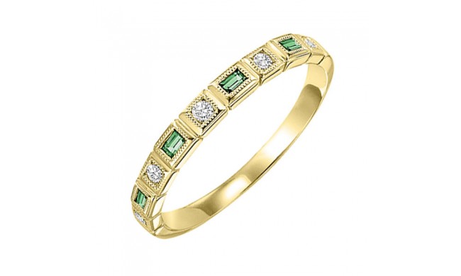 Gems One 10Kt Yellow Gold Diamond (1/10Ctw) & Emerald (1/8 Ctw) Ring