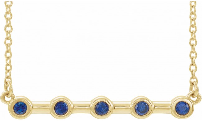 14K Yellow Blue Sapphire Bezel-Set 16 Bar Necklace