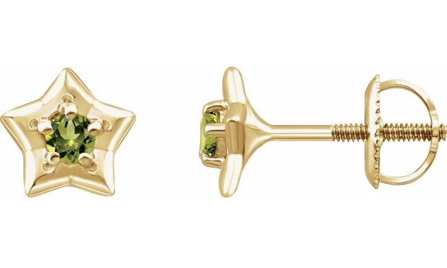14K Yellow 3 mm Round August Youth Star Birthstone Earrings