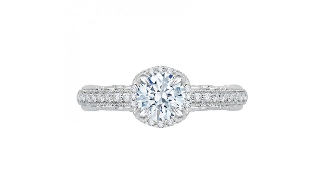 Shah Luxury 14K White Gold Round Diamond Engagement Ring with Euro Shank (Semi-Mount)