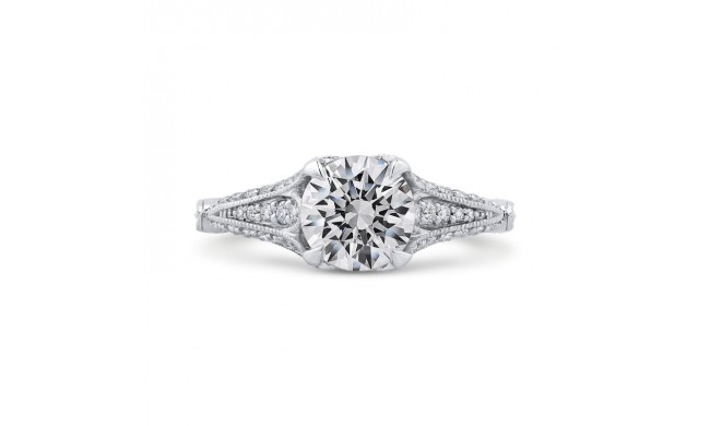 Shah Luxury Round Cut Diamond Vintage Engagement Ring In 14K White Gold (Semi-Mount)