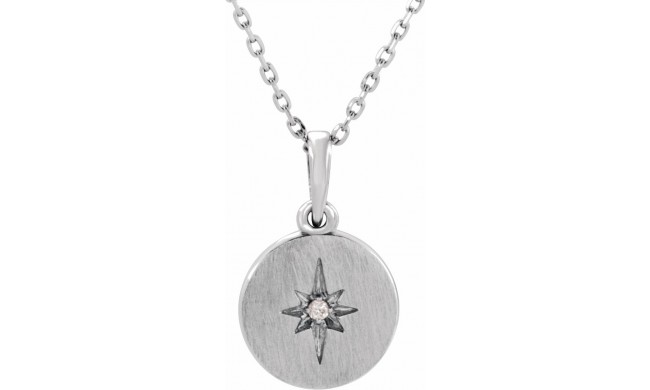 14K White .01 CT Diamond Starburst 16-18 Necklace