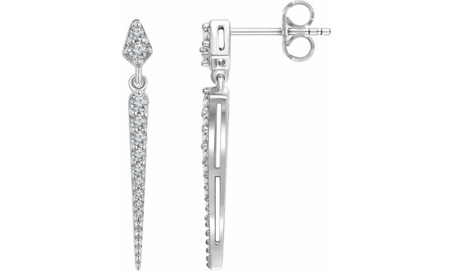 14K White 1/4 CTW Diamond Dangle Earrings