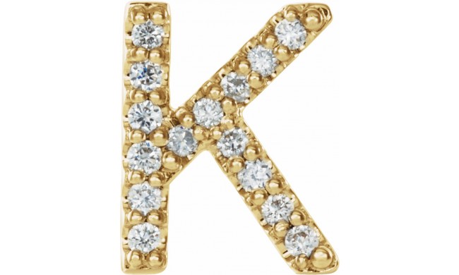 14K Yellow .05 CTW Diamond Single Initial K Earring