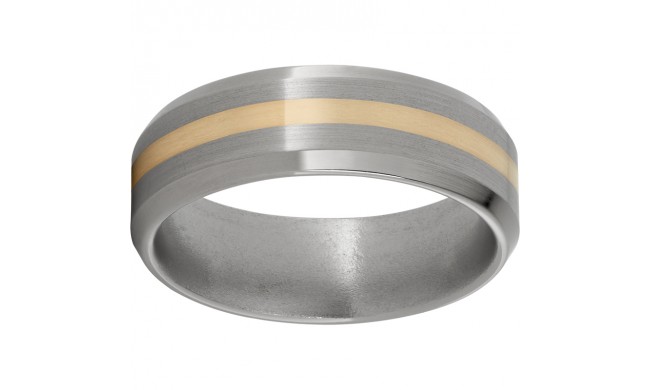 Titanium Beveled Edge Band with a 2mm 14K Yellow Gold Inlay and Satin Finish