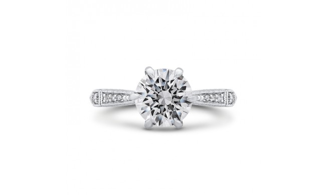 Shah Luxury 14K White Gold Round Cut Diamond Engagement Ring (Semi-Mount)