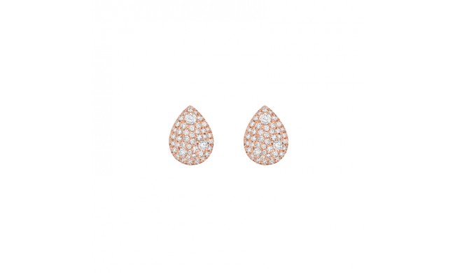 Henri Daussi 14k Rose Gold Diamond Stud Earrings