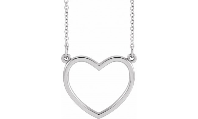 14K White 17x15.8 mm Heart 16 Necklace