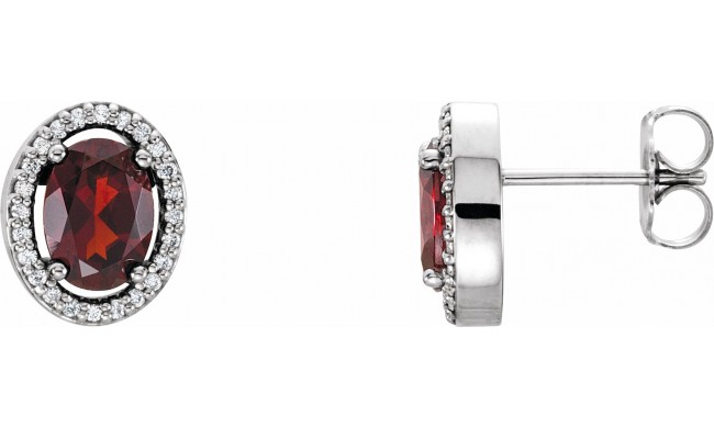 14K White Mozambique Garnet & 1/8 CTW Diamond Earrings