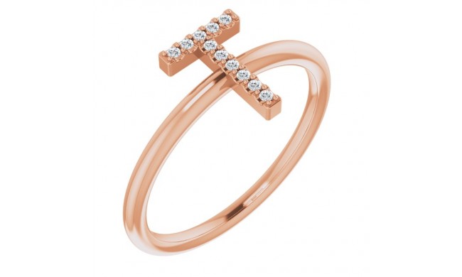 14K Rose .04 CTW Diamond Initial T Ring