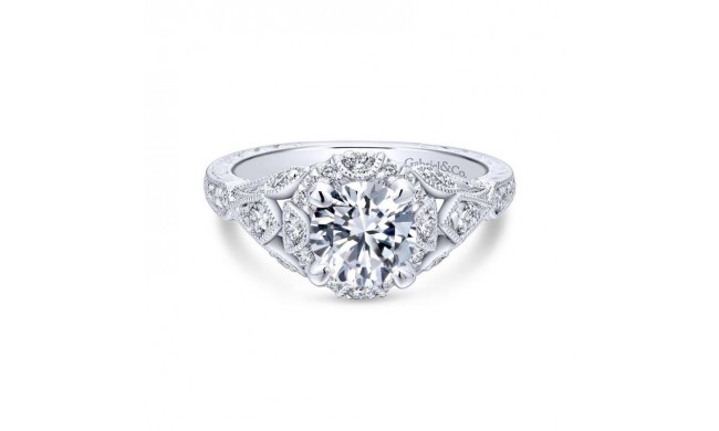 Gabriel & Co. 14k White Gold Victorian Vintage Engagement Ring