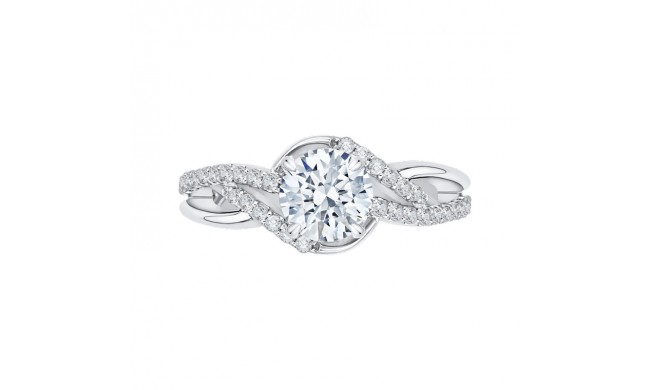 Shah Luxury 14K White Gold Round Diamond Engagement Ring (Semi-Mount)