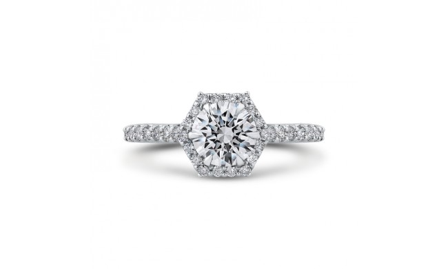Shah Luxury 14K White Gold Round Diamond Halo Engagement Ring (Semi-Mount)