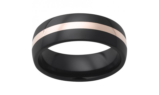 Black Diamond Ceramic Domed Band with 2mm 14K Rose Gold Inlay