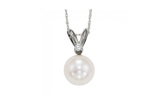 Gems One 14Kt White Gold Diamond (1/50Ctw) & Pearl (1/2 Ctw) Pendant