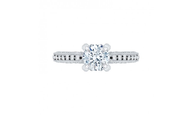 Shah Luxury 14K White Gold with Black Rhodium Tips Round Diamond Engagement Ring (Semi-Mount)
