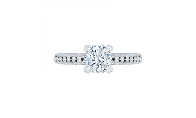 Shah Luxury 14K White Gold with Black Rhodium Tips Round Diamond Engagement Ring (Semi-Mount)
