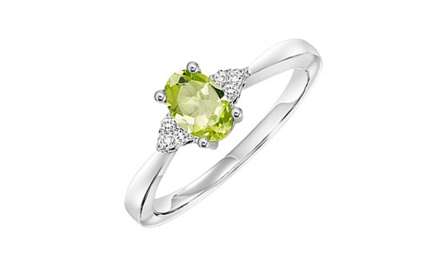 Gems One 10Kt White Gold Diamond (1/20Ctw) & Peridot (1/2 Ctw) Ring