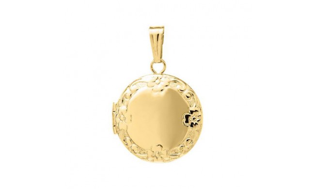 14K Yellow Gold embossed Round Child's Locket