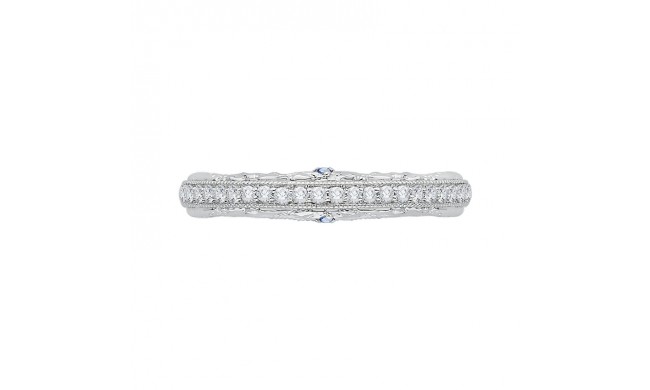 Shah Luxury 14K White Gold Euro Shank Round Diamond Wedding Band