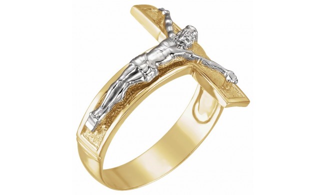 14K Yellow/White 20.2 mm Crucifix Ring