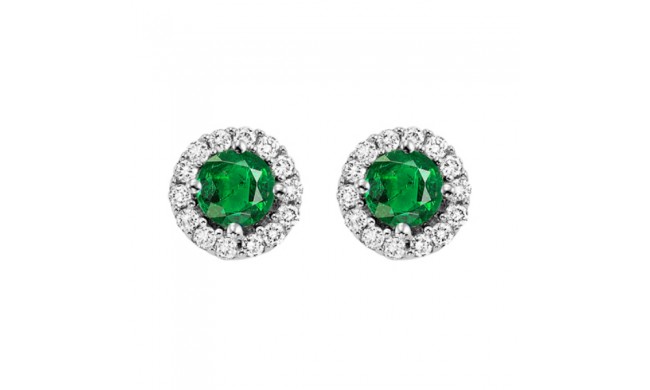 Gems One 14Kt White Gold Diamond (1/8Ctw) & Emerald (1/3 Ctw) Earring