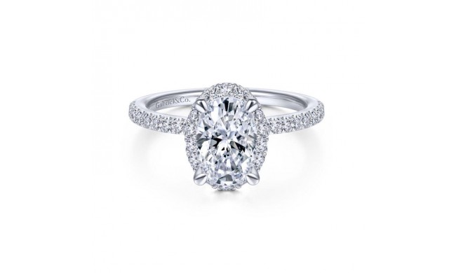 Gabriel & Co. 14k White Gold Contemporary Halo Engagement Ring