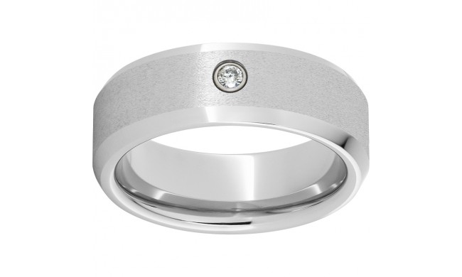 Serinium Beveled Edge Band with a .06R Diamond and Stone Finish