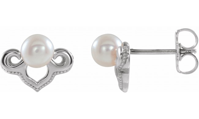 14K White Freshwater Cultured Pearl Earrings