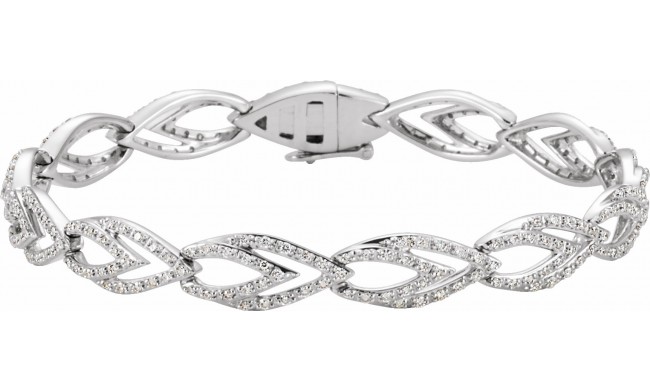 14K White 1 1/3 CTW Diamond Geometric Link Bracelet