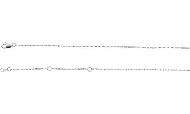 14K White 1 mm Adjustable Diamond-Cut Cable Chain 6 1/2-7 1/2 Bracelet