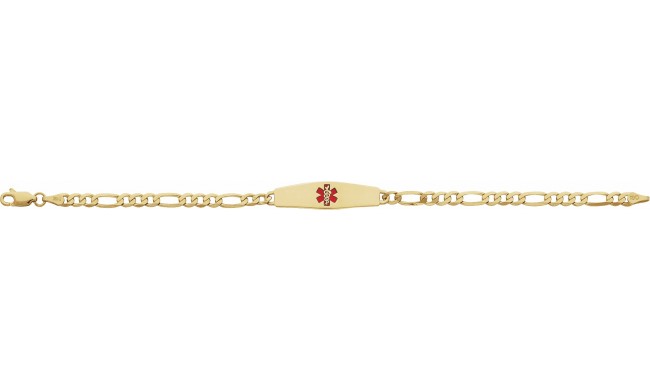14K Yellow & Red Enamel Medical Identification 7 Bracelet