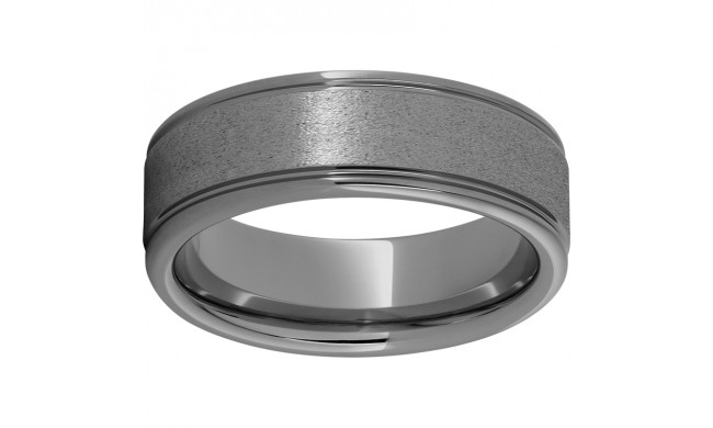 Rugged Tungsten  8mm Rounded Edge Band with Stone Finish